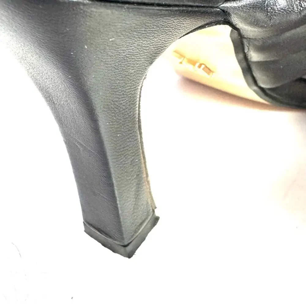 Zara Black Padded Woven Braided Faux Leather High Heels Size EU 37 US 6.5